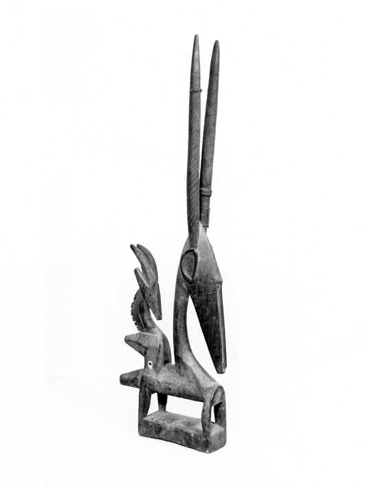 Headcrest in Form of an Antelope with Kid (chi wara) Mali, Bamana people, 1st half of 20th century Wood Gift of Samuel Rubin (61.85.2) Height: 76 cm