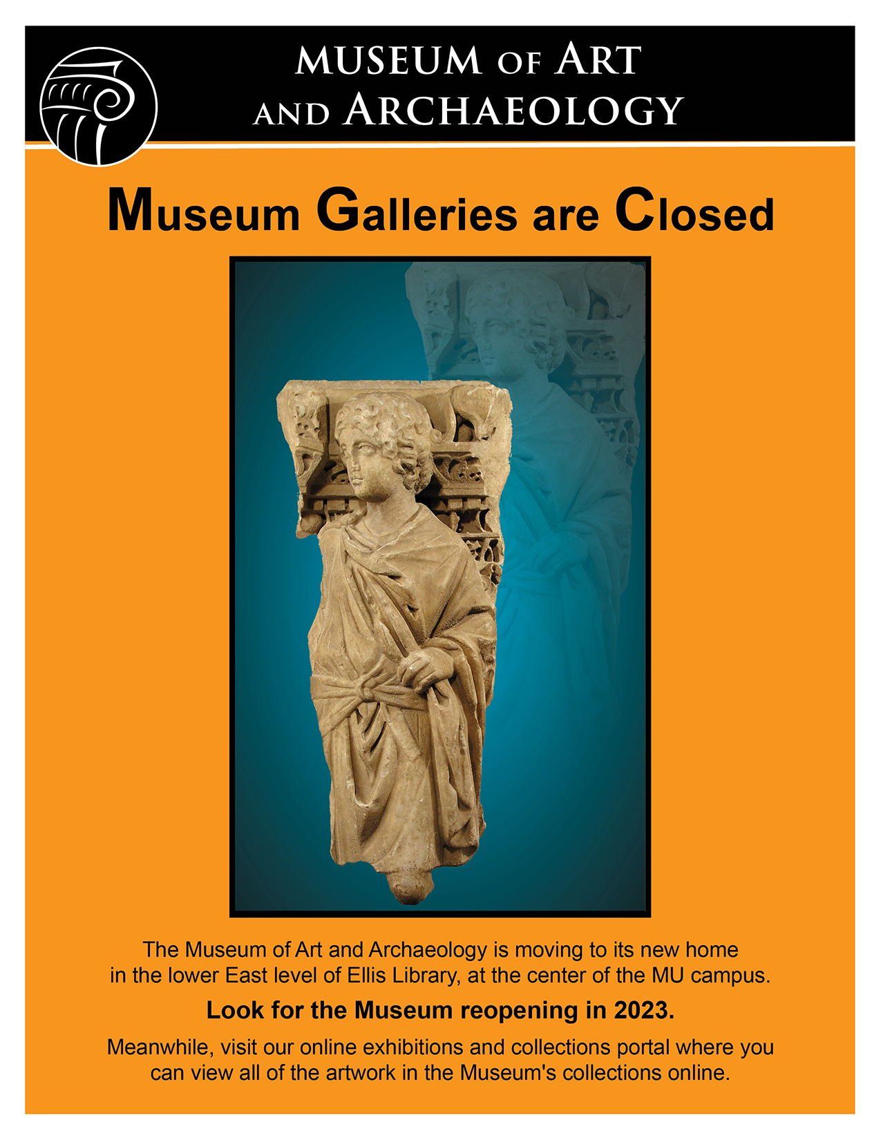 Sign announcing the museum's temporary closing