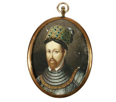 painting of man in oval frame