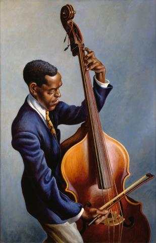 Thomas Hart Benton painting of a black man playing the cello